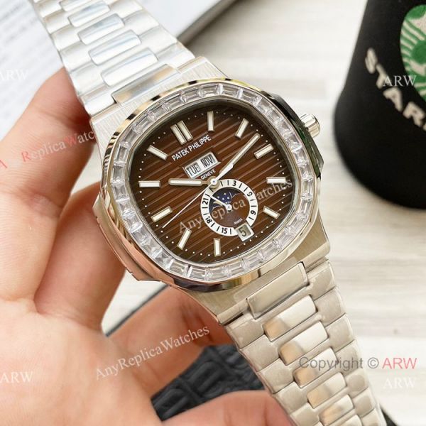 Clone Patek Philippe Annual Calendar Nautilus Watches Olive Green with Diamond 42mm Clone Patek Philippe Annual Calendar Nautilus Watches Olive Green with Diamond 42mm