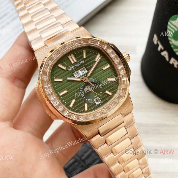 Clone Patek Philippe Nautilus Annual Calendar 42 Watches Rose Gold Diamond Bezel Clone Patek Philippe Nautilus Annual Calendar 42 Watches Rose Gold Diamond Bezel