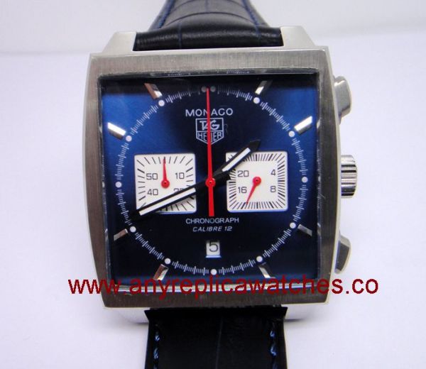 Fake Tag Heuer Monaco Chronograph Calibre 12 Blue Dial / Blue leather Watch Fake Tag Heuer Monaco Chronograph Calibre 12 Blue Dial / Blue leather Watch
