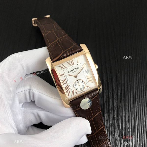 Swiss Grade Copy Cartier Tank Watch Rose Gold Roman Dial Swiss Grade Copy Cartier Tank Watch Rose Gold Roman Dial