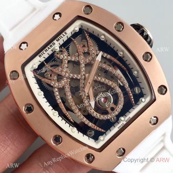 Copy Richard Mille RM 19-01 Rose Gold White Rubber Spider Face Watch Copy Richard Mille RM 19-01 Rose Gold White Rubber Spider Face Watch