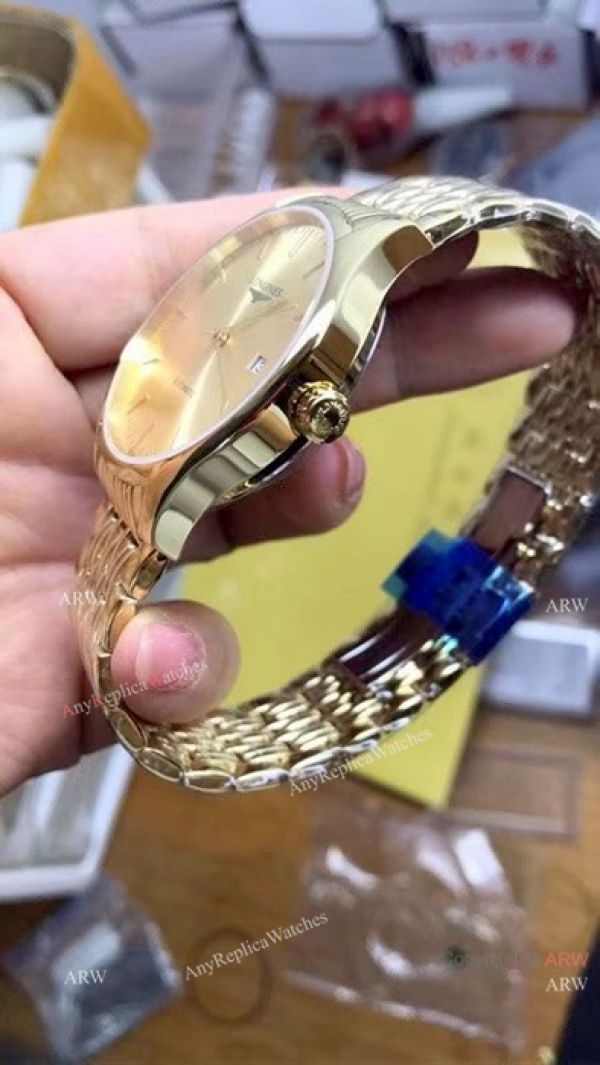 Swiss Replica Longines 39mm Watch All Gold Sapphire crystal Swiss Replica Longines 39mm Watch All Gold Sapphire crystal