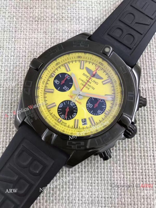 Breitling B01 Chronograph Watch Yellow Face Black Rubber band Breitling B01 Chronograph Watch Yellow Face Black Rubber band