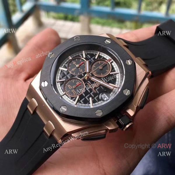 Copy Audemars Piguet Offshore 44mm Watch Rose Gold Black Rubber Strap Copy Audemars Piguet Offshore 44mm Watch Rose Gold Black Rubber Strap