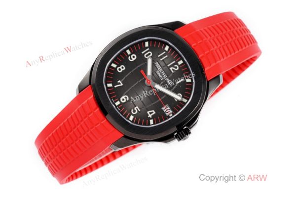 Swiss 1:1 Copy Patek Philippe Aquanaut Cal324 Watch Carbon Case Red Rubber Strap Swiss 1:1 Copy Patek Philippe Aquanaut Cal324 Watch Carbon Case Red Rubber Strap
