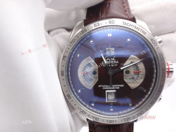 Tag Heuer Grand Carrera Calibre 17 RS3 Copy Watch Brown Face/Brown Leather Strap Tag Heuer Grand Carrera Calibre 17 RS3 Copy Watch Brown Face/Brown Leather Strap