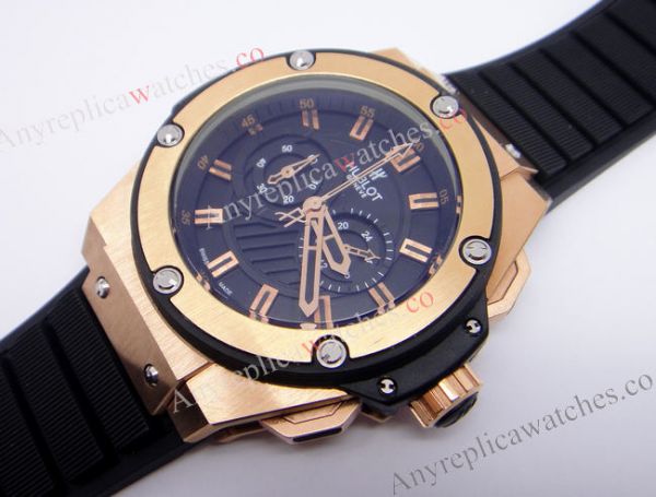 Hublot KING POWER Replica Watch 48mm Rose Gold and Black Rubber Hublot KING POWER Replica Watch 48mm Rose Gold and Black Rubber