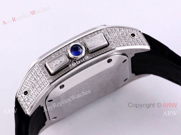 Knockoff Iced Out Cartier Santos Chronograph Watch 45mm Knockoff Iced Out Cartier Santos Chronograph Watch 45mm