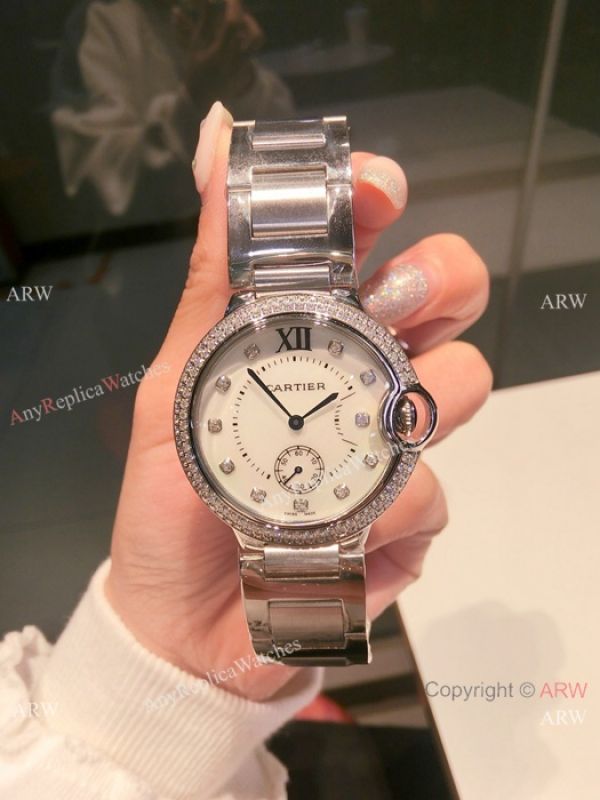 2019 Copy Cartier Ballon Bleu Watch SS White Mother of Pearl Dial 36mm 2019 Copy Cartier Ballon Bleu Watch SS White Mother of Pearl Dial 36mm