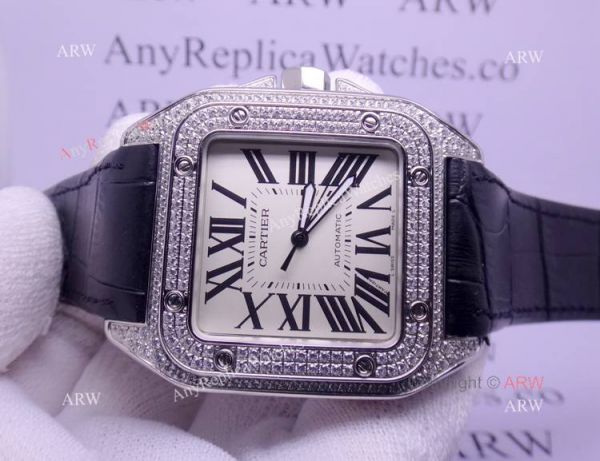 Cartier Santos 100 Diamond Watch Swiss Grade Replica Cartier Santos 100 Diamond Watch Swiss Grade Replica