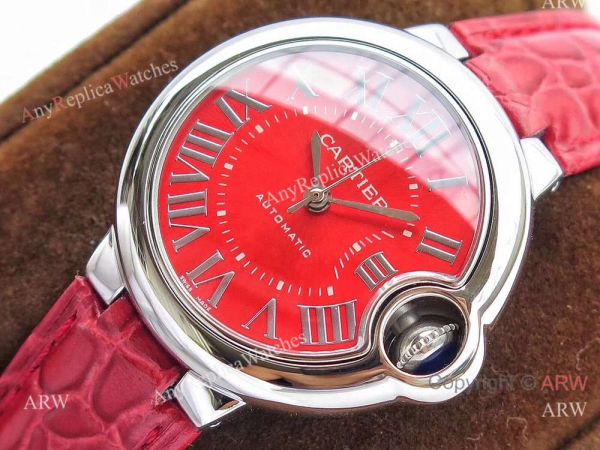 Swiss Ballon Bleu Cartier Watch Copy SS Red Dial Automatic 33mm Swiss Ballon Bleu Cartier Watch Copy SS Red Dial Automatic 33mm