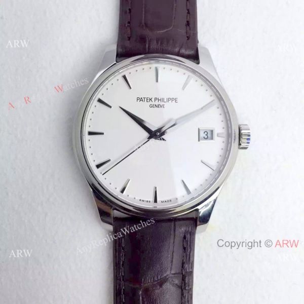 Swiss 9015 Patek Philippe White Face Brown Strap Swiss 9015 Patek Philippe White Face Brown Strap