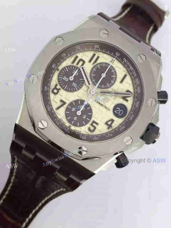 Fake Audemars Piguet Watch SS Yellow Dial Brown Leather Swiss AP Fake Audemars Piguet Watch SS Yellow Dial Brown Leather Swiss AP