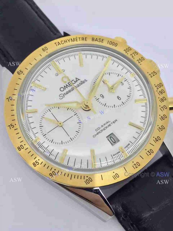 Copy Swiss Omega Speedmaster Chronograph Watch Rose Gold Leather Strap Copy Swiss Omega Speedmaster Chronograph Watch Rose Gold Leather Strap