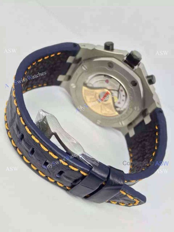 Swiss Knockoff Audemars Piguet Watch SS Blue Dial Blue Leather Swiss Knockoff Audemars Piguet Watch SS Blue Dial Blue Leather