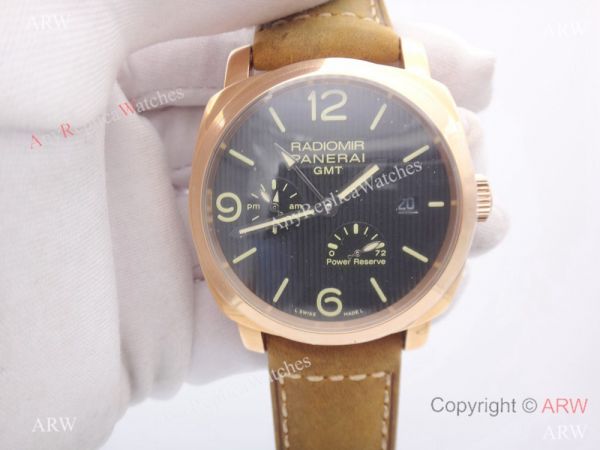 Copy Radiomir Panerai GMT Power Reserve Watch Rose Gold Case Copy Radiomir Panerai GMT Power Reserve Watch Rose Gold Case