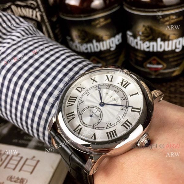 2019 Replica Cartier Ronde Solo 42mm Watches SS Black Leather Strap 2019 Replica Cartier Ronde Solo 42mm Watches SS Black Leather Strap