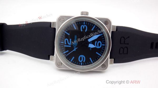 Replica Bell Ross Automatic Watch Black Rubber Strap Blue Markers Replica Bell Ross Automatic Watch Black Rubber Strap Blue Markers