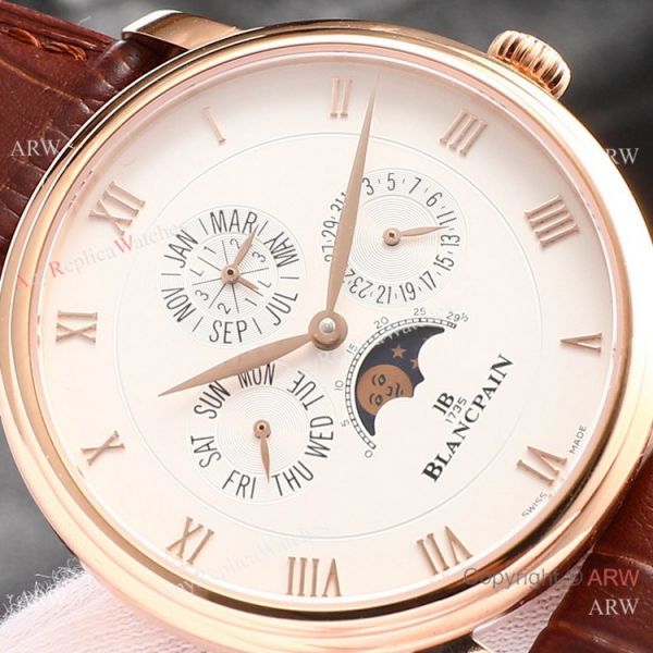 Swiss Replica Blancpain Villeret Perpetual Calendar Rose Gold Mens Watch ETA6654 Swiss Replica Blancpain Villeret Perpetual Calendar Rose Gold Mens Watch ETA6654