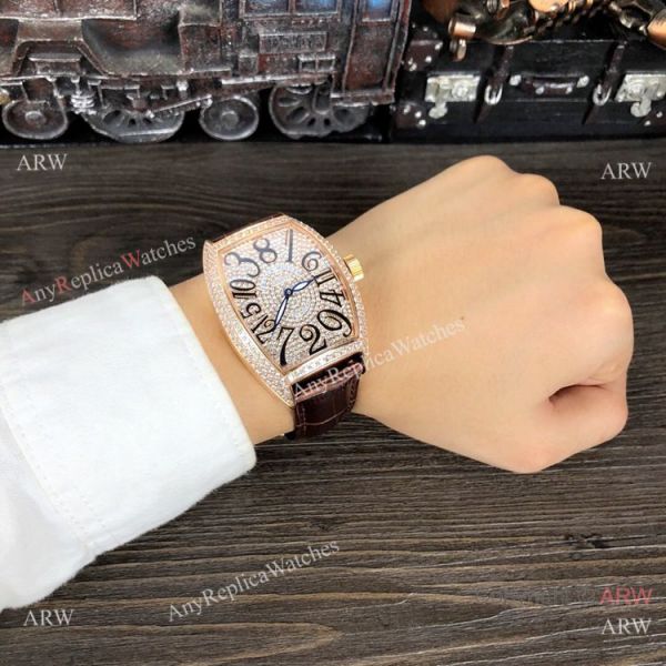 New Copy Franck Muller Crazy Hour Rose Gold Iced Out Watch New Copy Franck Muller Crazy Hour Rose Gold Iced Out Watch