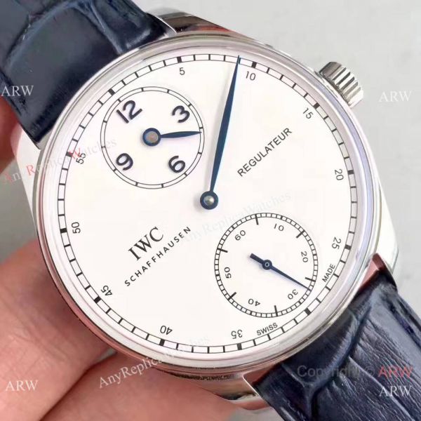 Swiss Grade 1A IWC Regulateur Watch White Dial Blue Leather Strap Swiss Grade 1A IWC Regulateur Watch White Dial Blue Leather Strap