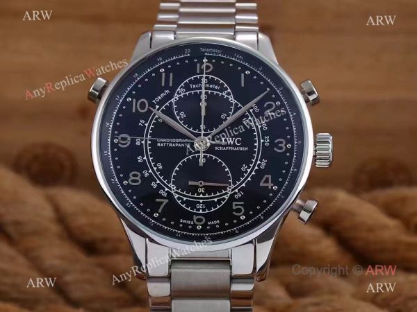 Replica IWC Portuguese Black Face Stainless Steel Black Watch 41mm IW371215 Replica IWC Portuguese Black Face Stainless Steel Black Watch 41mm IW371215