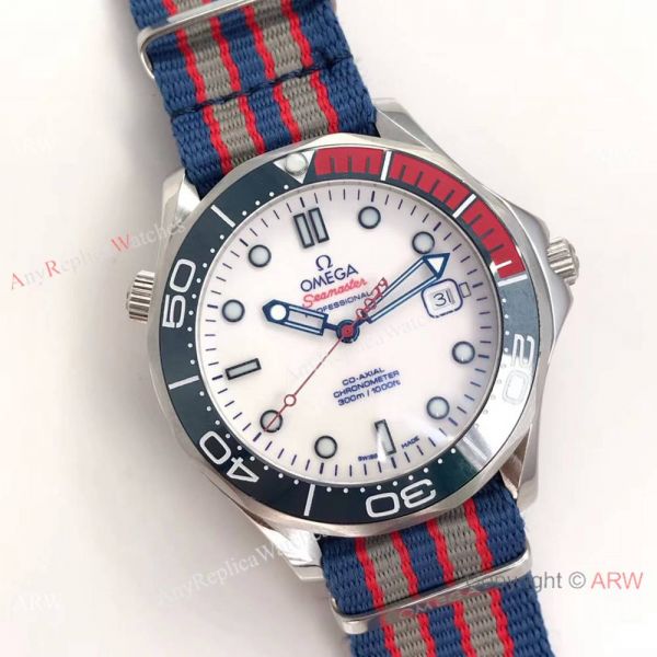 Swiss Grade Omega Commanders 007 James Bond Omega Watch White Face Nato Strap Swiss Grade Omega Commanders 007 James Bond Omega Watch White Face Nato Strap