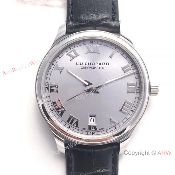 Swiss Classic Chopard L.U.C 9015 Watch SS Gray Roman Markers Swiss Classic Chopard L.U.C 9015 Watch SS Gray Roman Markers