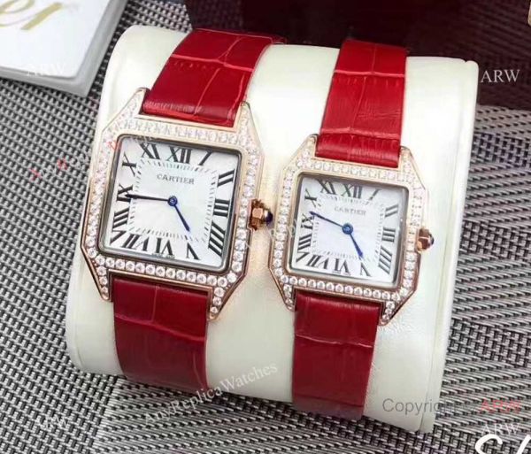 Rose Gold Cartier Santos Diamond Replica watches Lovers Watch Rose Gold Cartier Santos Diamond Replica watches Lovers Watch