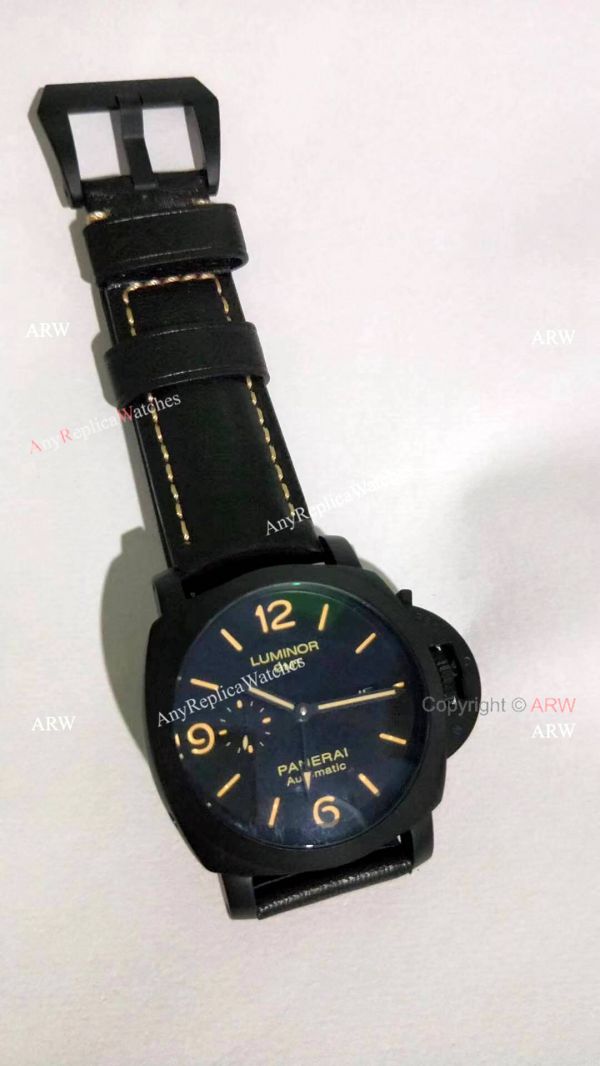 Clone Panerai Luminor GMT PAM00320 Black Steel Watch Orange Markers Clone Panerai Luminor GMT PAM00320 Black Steel Watch Orange Markers