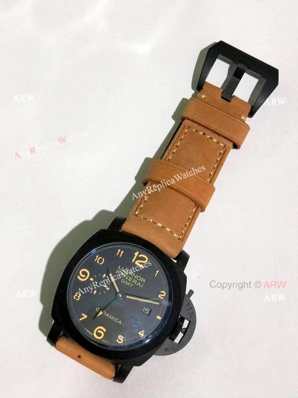 Copy Panerai Luminor GMT PAM0441 Watch Black Steel 44mm Copy Panerai Luminor GMT PAM0441 Watch Black Steel 44mm
