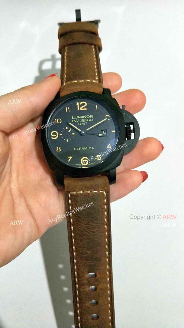 Copy Panerai PAM 441 Luminor GMT Ceramica Watch Black Case Copy Panerai PAM 441 Luminor GMT Ceramica Watch Black Case