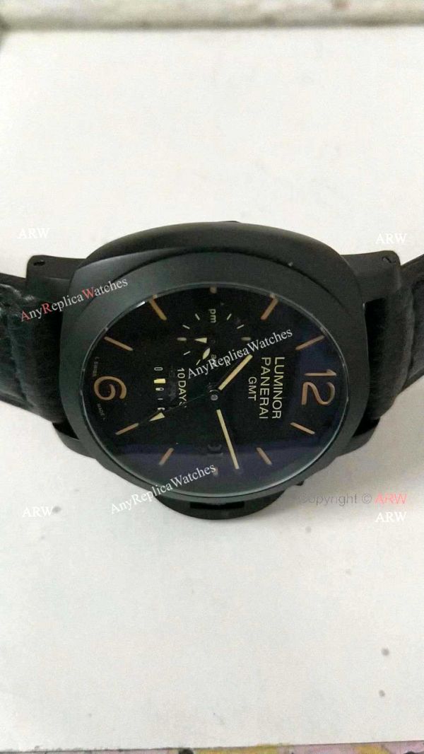 Fake Panerai Luminor 10 Days GMT Watch PAM335 Black Case Orange Markers Fake Panerai Luminor 10 Days GMT Watch PAM335 Black Case Orange Markers