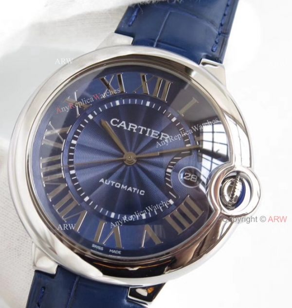 AF Factory Swiss Cartier Ballon Bleu White Dial Black Leather Strap Watch AF Factory Swiss Cartier Ballon Bleu White Dial Black Leather Strap Watch