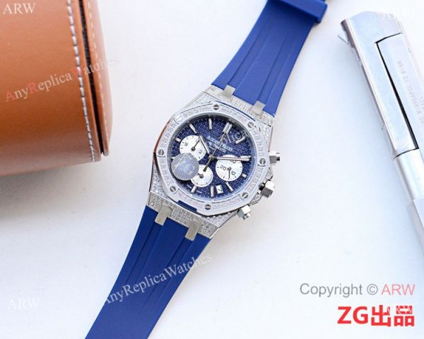 New Copy Audemars Piguet Iced Out Royal Oak Blue Chronograph Watch New Copy Audemars Piguet Iced Out Royal Oak Blue Chronograph Watch