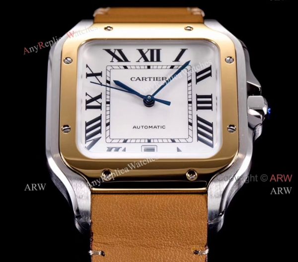 2018 New Santos De Cartier Watch Collection Cartier Santos Brown Leather Strap White Roman Dial Watches 2018 New Santos De Cartier Watch Collection Cartier Santos Brown Leather Strap White Roman Dial Watches