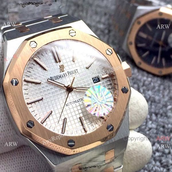 Newest Fake Audemars Piguet Royal Oak Watch Two Tone Rose Gold Silver Dial Newest Fake Audemars Piguet Royal Oak Watch Two Tone Rose Gold Silver Dial