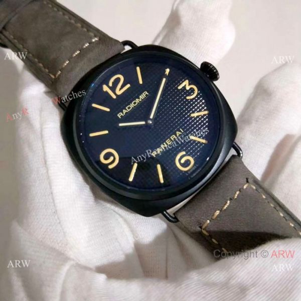 Copy Radiomir Panerai Black Case Gray Leather Band Watch PAM643 Copy Radiomir Panerai Black Case Gray Leather Band Watch PAM643
