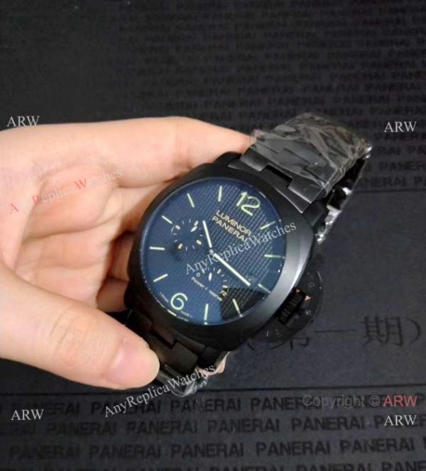 Luminor Panerai 72 Power Reserve Replica Watch All Black Green Markers Luminor Panerai 72 Power Reserve Replica Watch All Black Green Markers