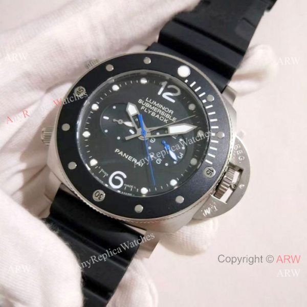 New Copy Panerai Submersible Flyback SS Black Bezel Watch PAM615 New Copy Panerai Submersible Flyback SS Black Bezel Watch PAM615