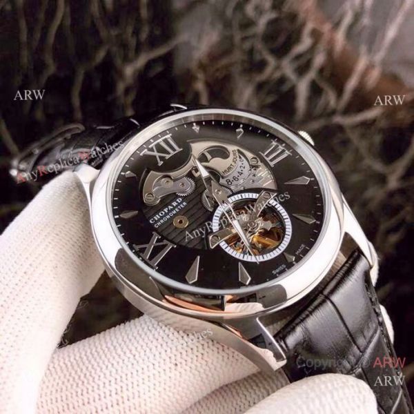 New Replica Chopard Tourbillon Watches SS Black Leather Strap New Replica Chopard Tourbillon Watches SS Black Leather Strap
