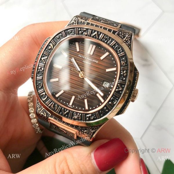 Replica Patek Philippe Engraving Nautilus Rose Gold Watch 42mm Replica Patek Philippe Engraving Nautilus Rose Gold Watch 42mm