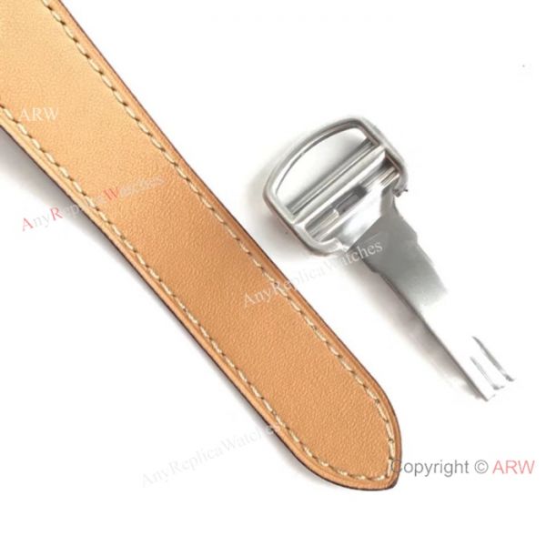 Cartier Santos Quartz Replica Watch SS Brown Leather Band Cartier Santos Quartz Replica Watch SS Brown Leather Band