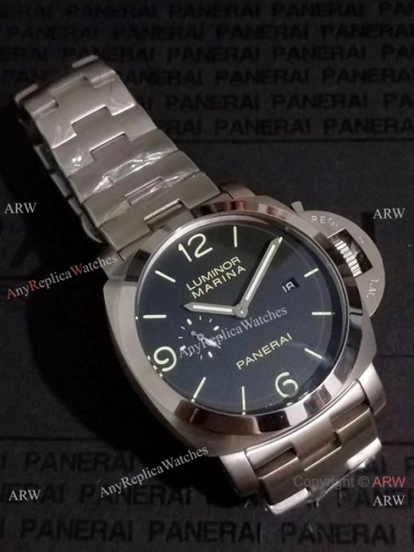 Copy Panerai Luminor Steel Bracelet Black Face PAM00328 Copy Panerai Luminor Steel Bracelet Black Face PAM00328