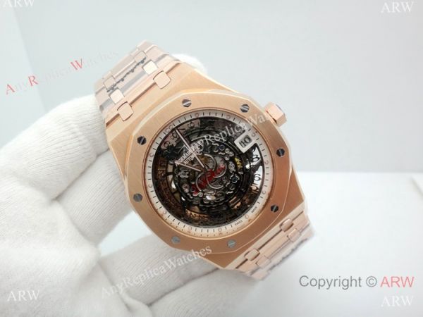 Audemars Piguet Royal Oak Rose Gold 43mm Watch / Fake AP Skeleton Audemars Piguet Royal Oak Rose Gold 43mm Watch / Fake AP Skeleton