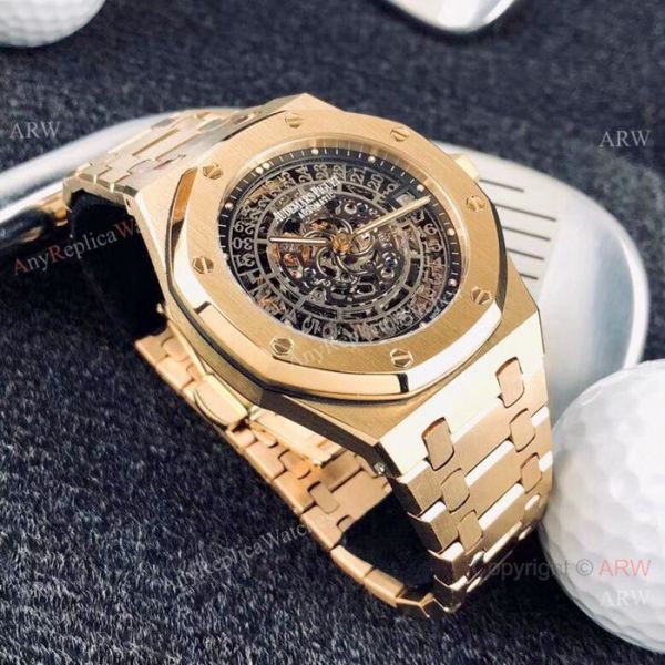 Replica Audemars Piguet Royal Oak 43mm Watches Gold Skeleton Dial Replica Audemars Piguet Royal Oak 43mm Watches Gold Skeleton Dial