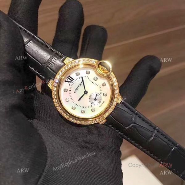 Fake Cartier Ballon Bleu 36mm Watch Gold Case White MOP Face Fake Cartier Ballon Bleu 36mm Watch Gold Case White MOP Face