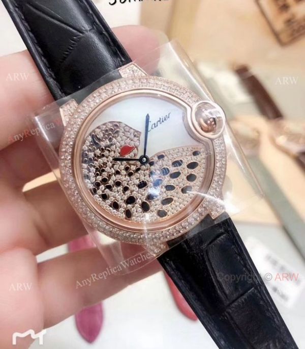 Ballon Bleu Cartier Quartz Watches Diamond Leopard Brown Bracelet Ballon Bleu Cartier Quartz Watches Diamond Leopard Brown Bracelet