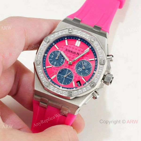 Fake Audemars Piguet Royal Oak offshore Diamond Bezel Red Dial Watches Women Fake Audemars Piguet Royal Oak offshore Diamond Bezel Red Dial Watches Women