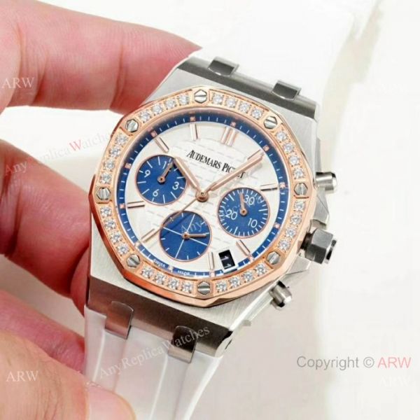 Fake Audemars Pigue Offshore 37mm Watches White Rubber Rose Gold Bezel Fake Audemars Pigue Offshore 37mm Watches White Rubber Rose Gold Bezel